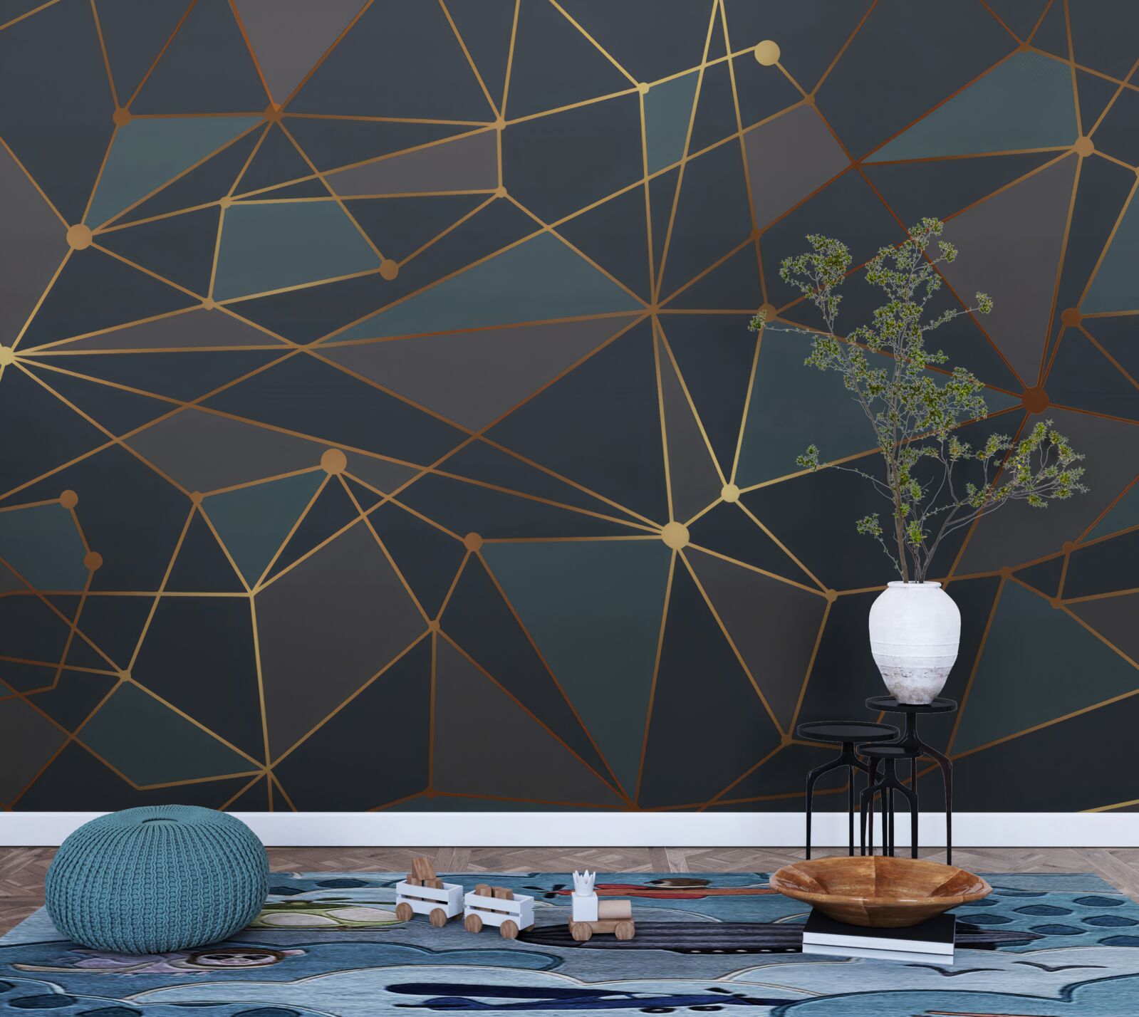 Fototapeta tło z geometrycznymi kształtami w ciemnych odcieniach