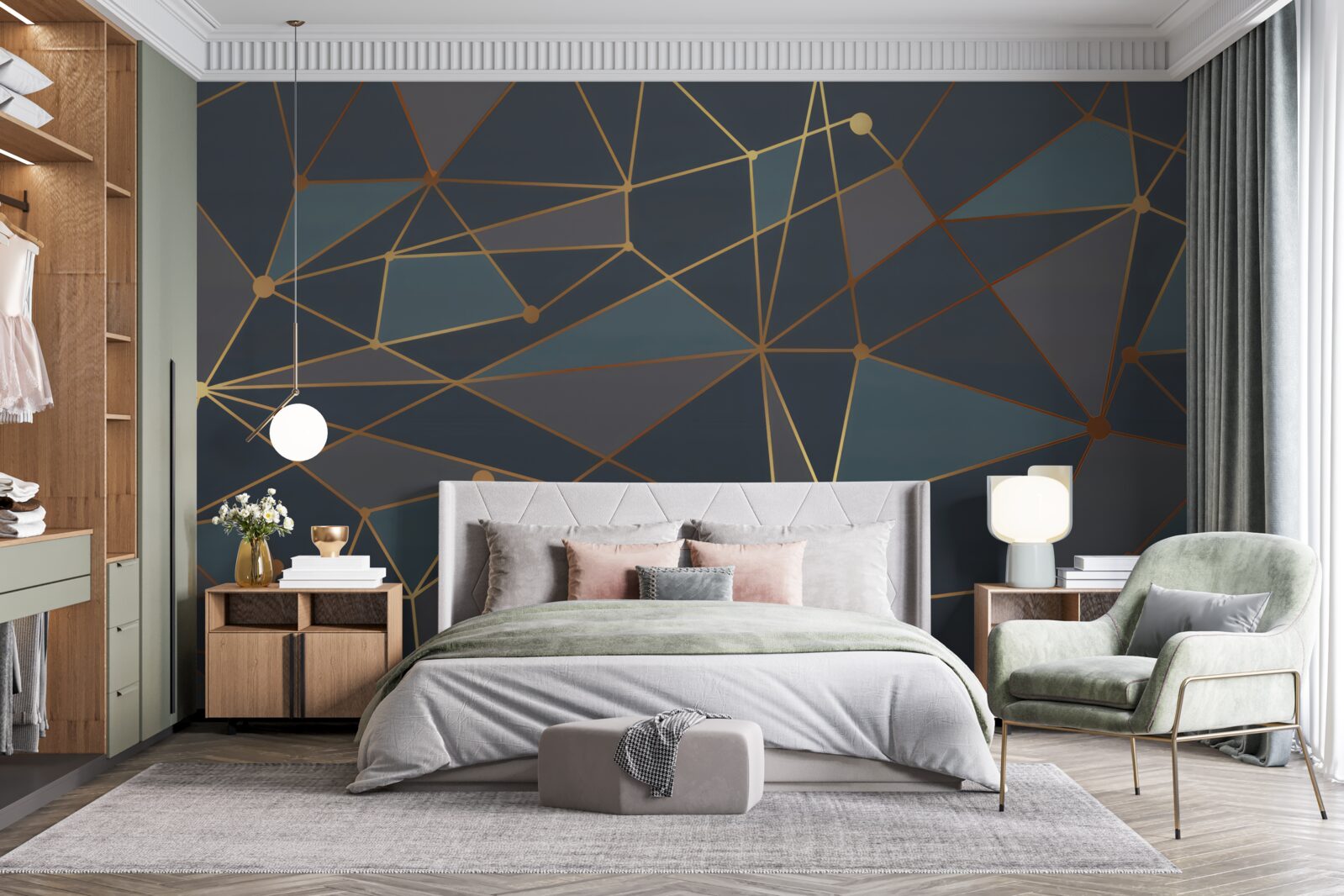 Fototapeta tło z geometrycznymi kształtami w ciemnych odcieniach