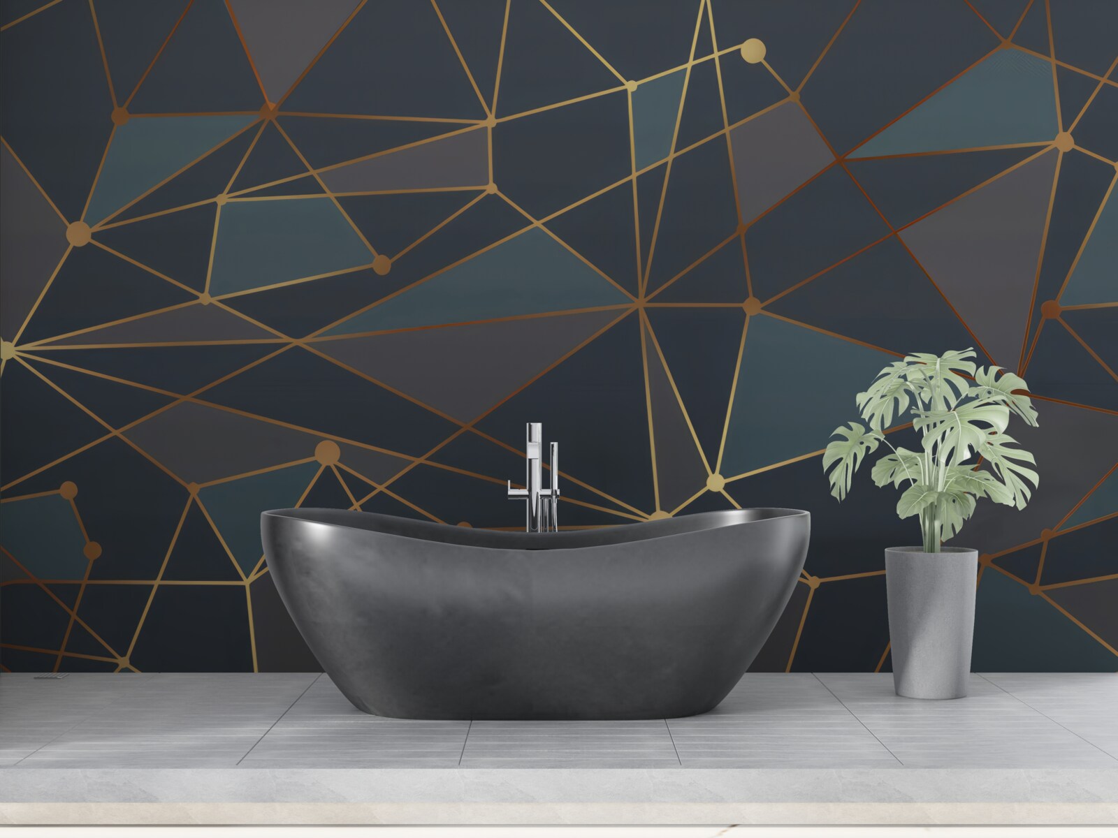 Fototapeta tło z geometrycznymi kształtami w ciemnych odcieniach