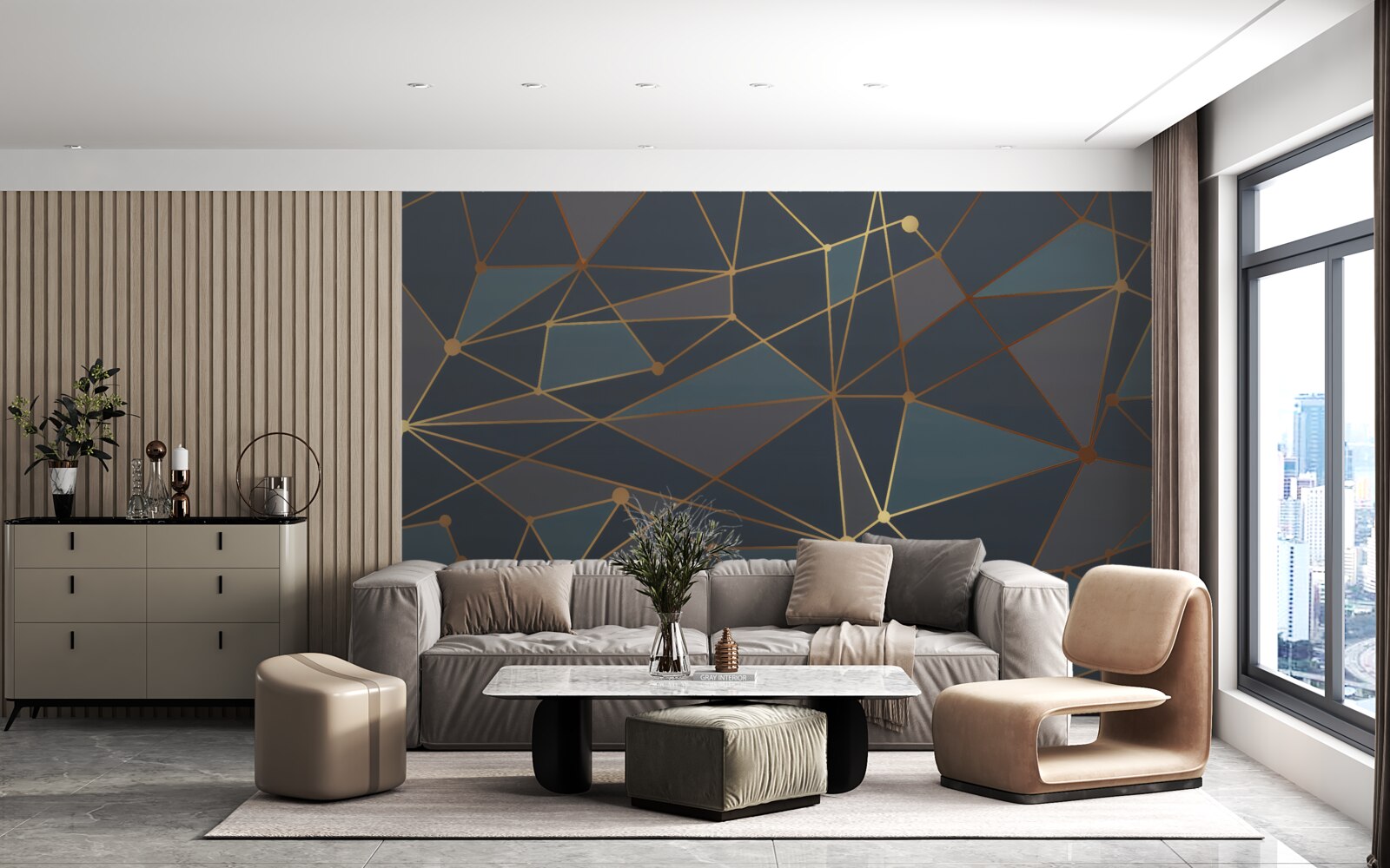 Fototapeta tło z geometrycznymi kształtami w ciemnych odcieniach