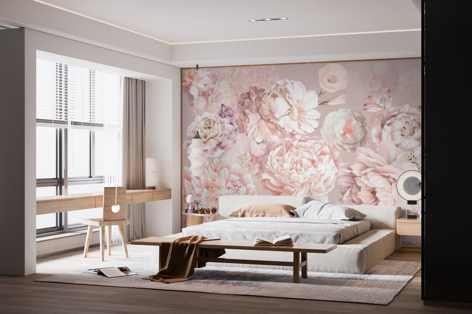 Fototapeta duże kwiaty w pastelowych kolorach