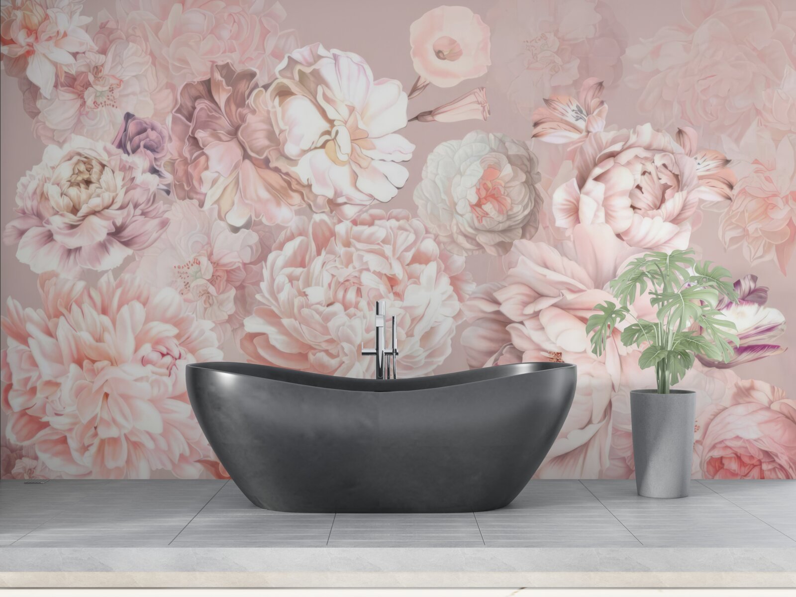 Fototapeta duże kwiaty w pastelowych kolorach