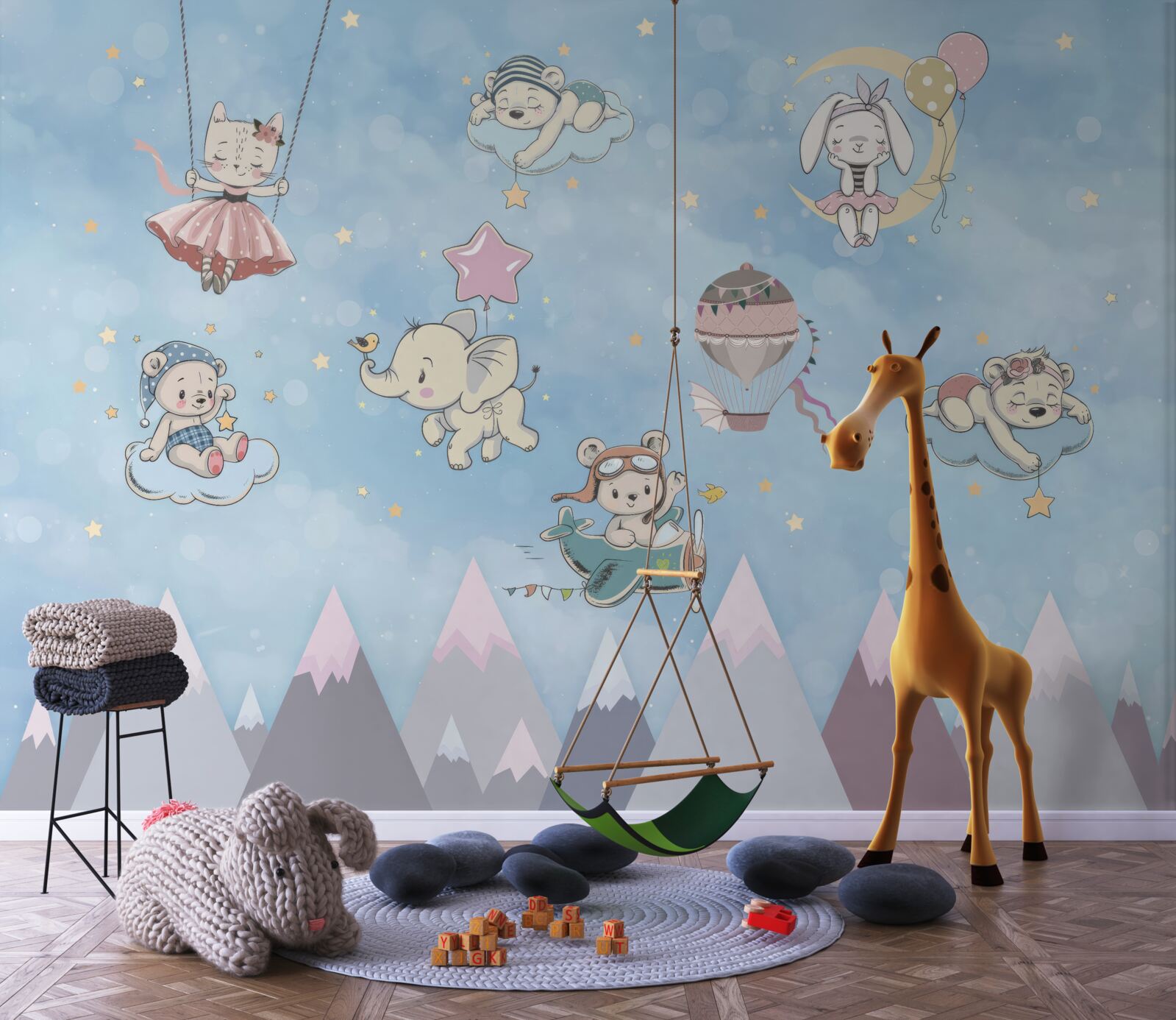 Fototapeta zwierzęta bawią się na niebie