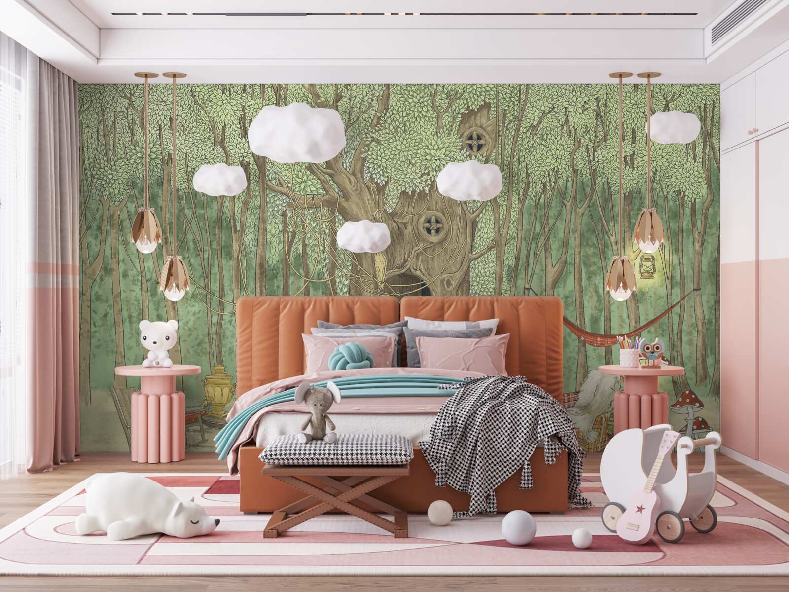 Fototapeta domowy komfort w domku na drzewie w lesie