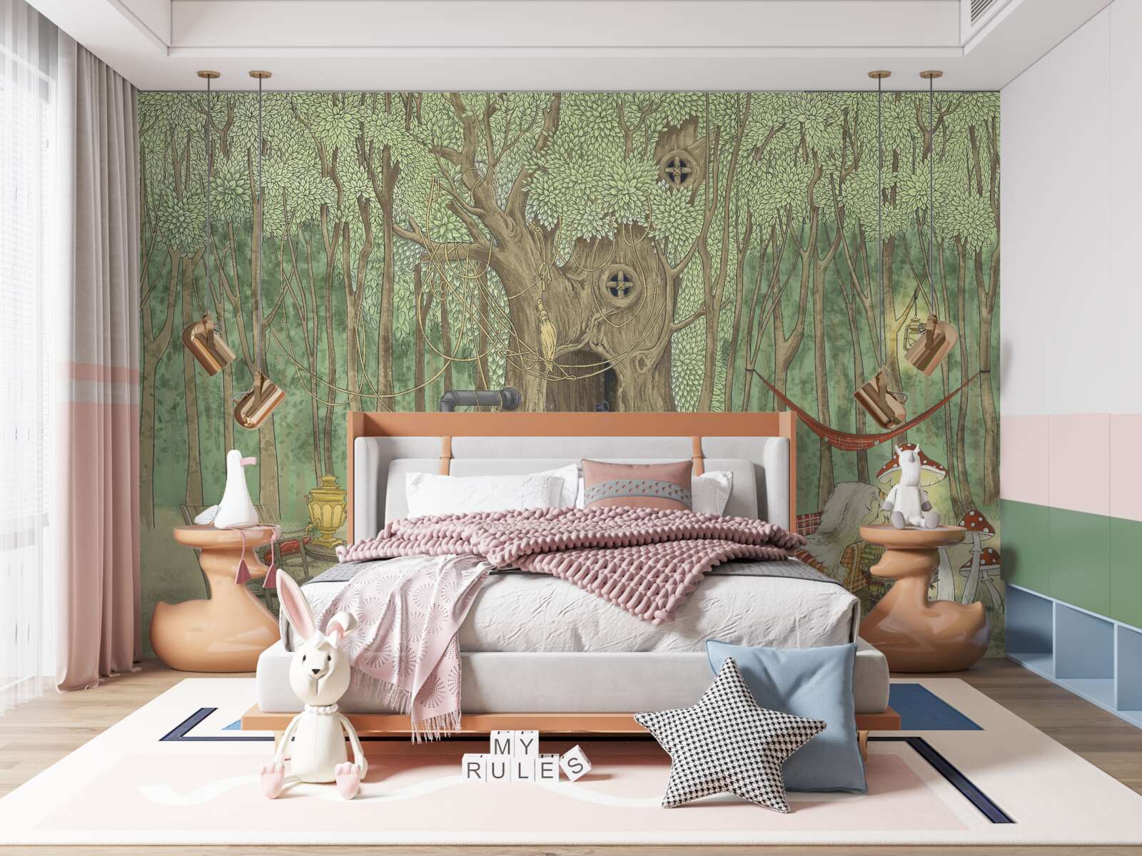 Fototapeta domowy komfort w domku na drzewie w lesie