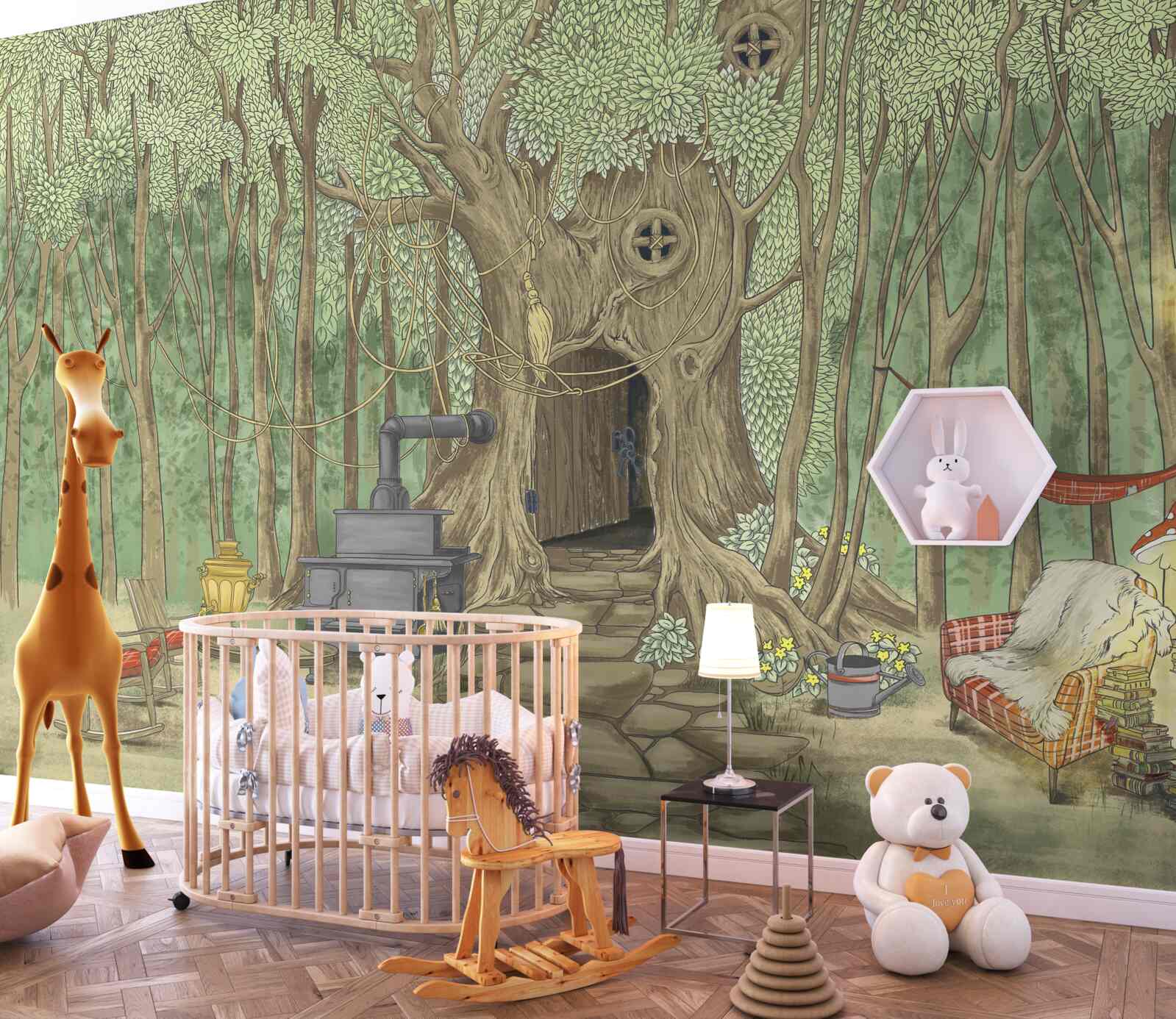 Fototapeta domowy komfort w domku na drzewie w lesie