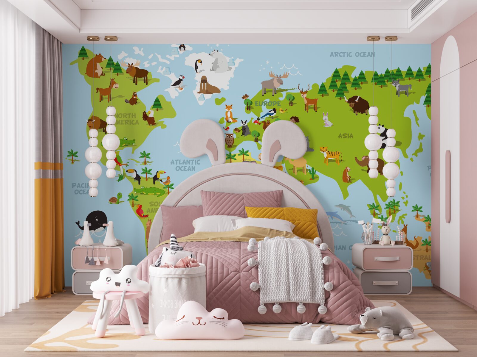 Fototapeta kontynenty i ich kluczowi mieszkańcy