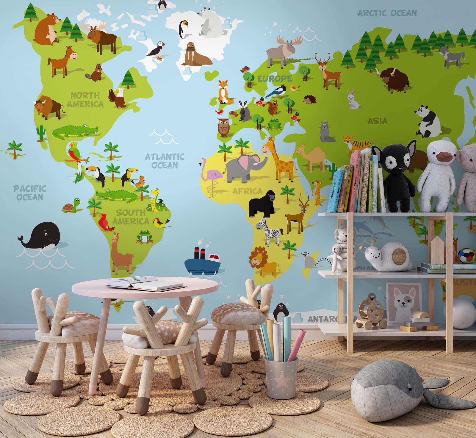 Fototapeta kontynenty i ich kluczowi mieszkańcy