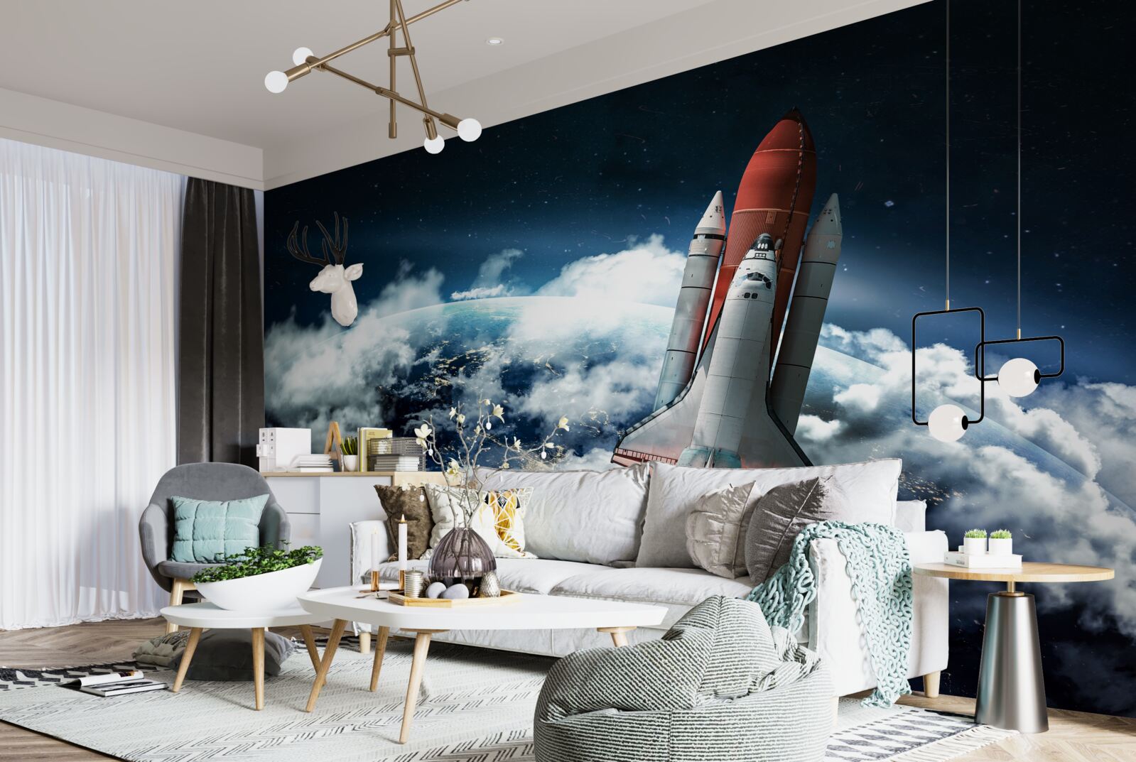 Fototapeta statek kosmiczny na trajektorii orbitalnej