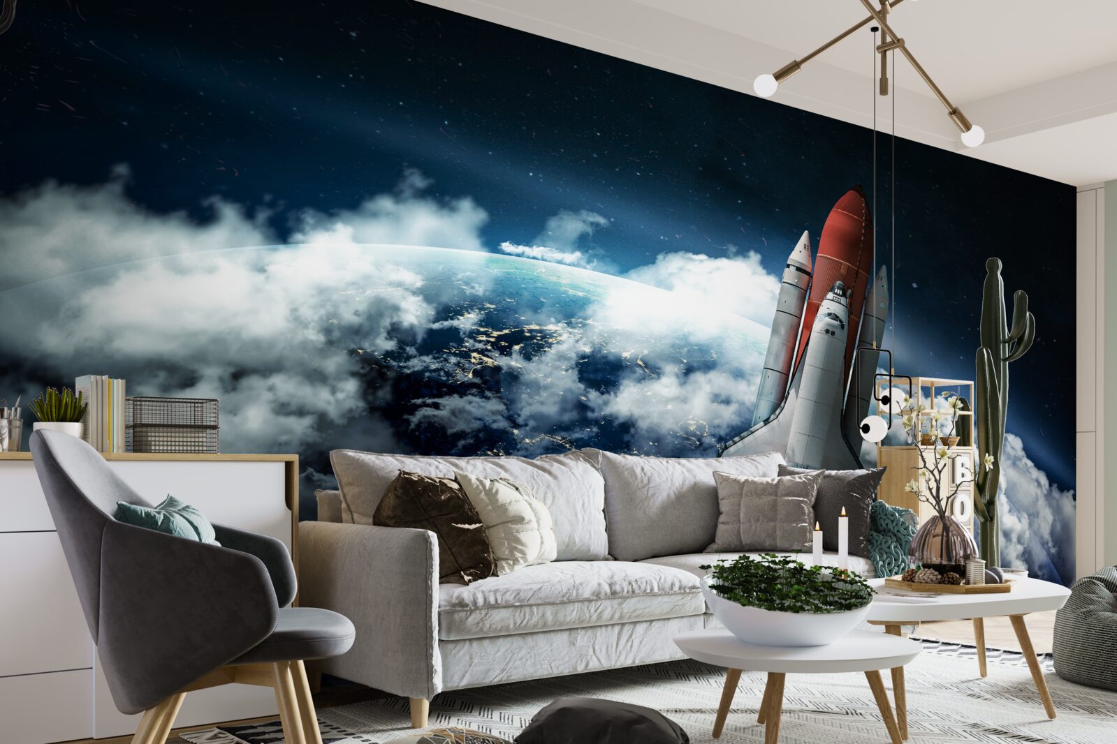 Fototapeta statek kosmiczny na trajektorii orbitalnej