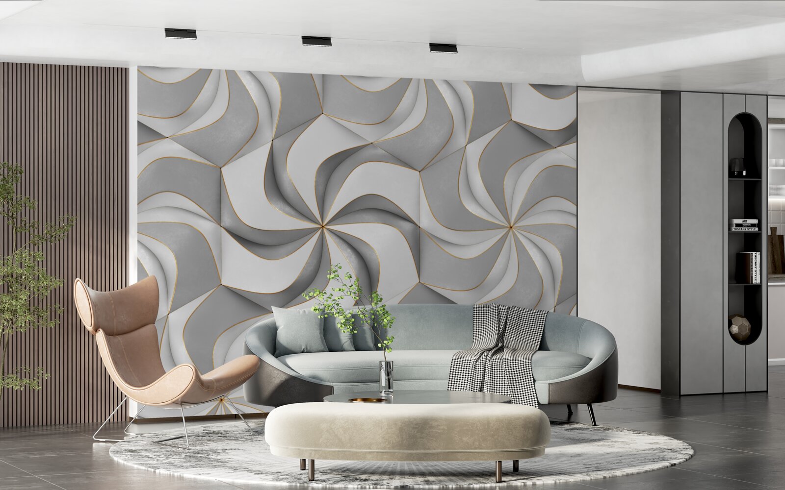 Fototapeta wirujące szare kółka