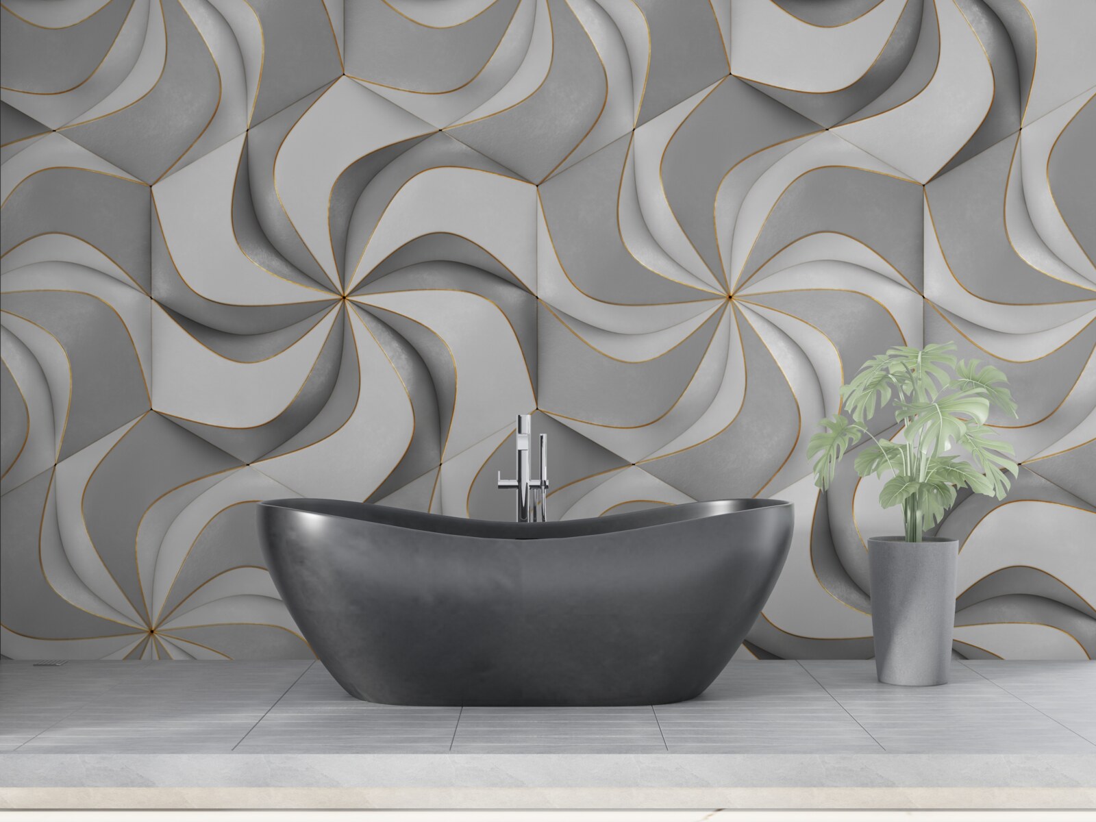 Fototapeta wirujące szare kółka