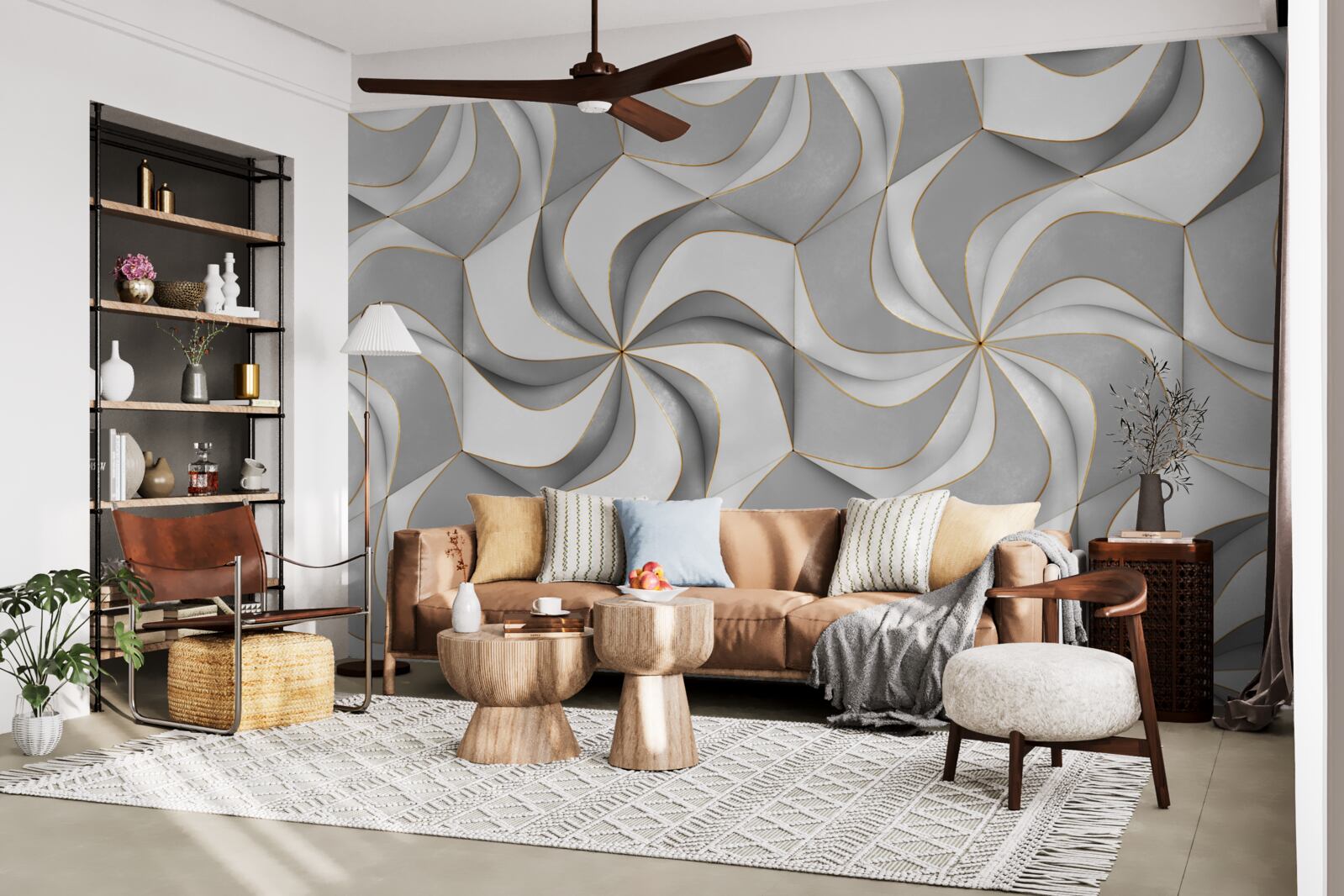 Fototapeta wirujące szare kółka