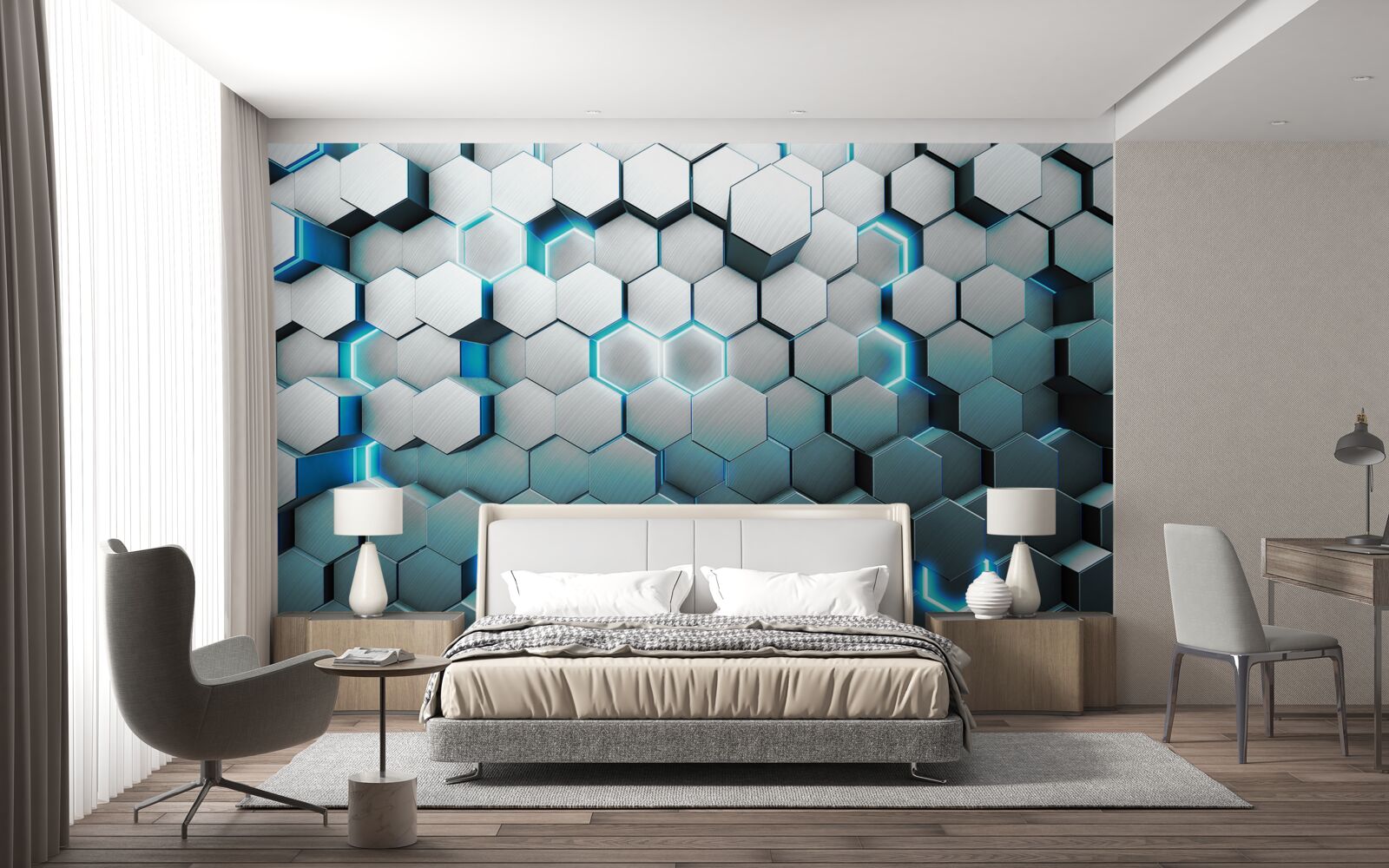 Fototapeta niebieskie pięciokątne kształty