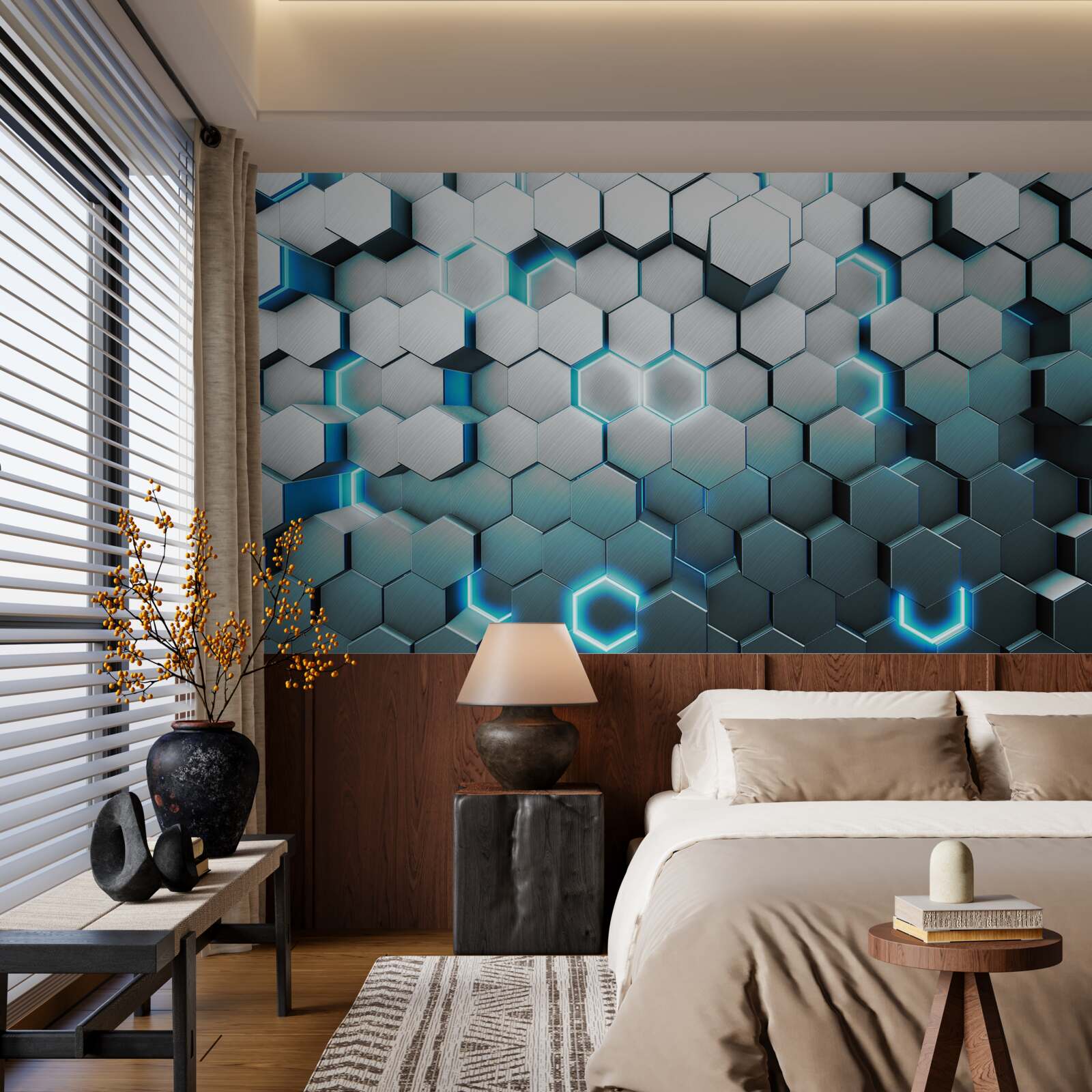 Fototapeta niebieskie pięciokątne kształty