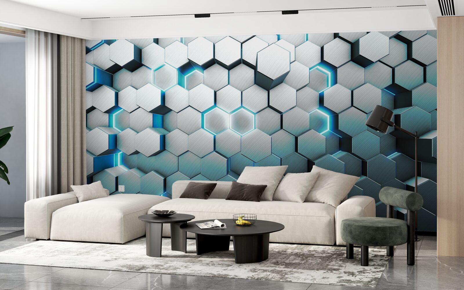 Fototapeta niebieskie pięciokątne kształty