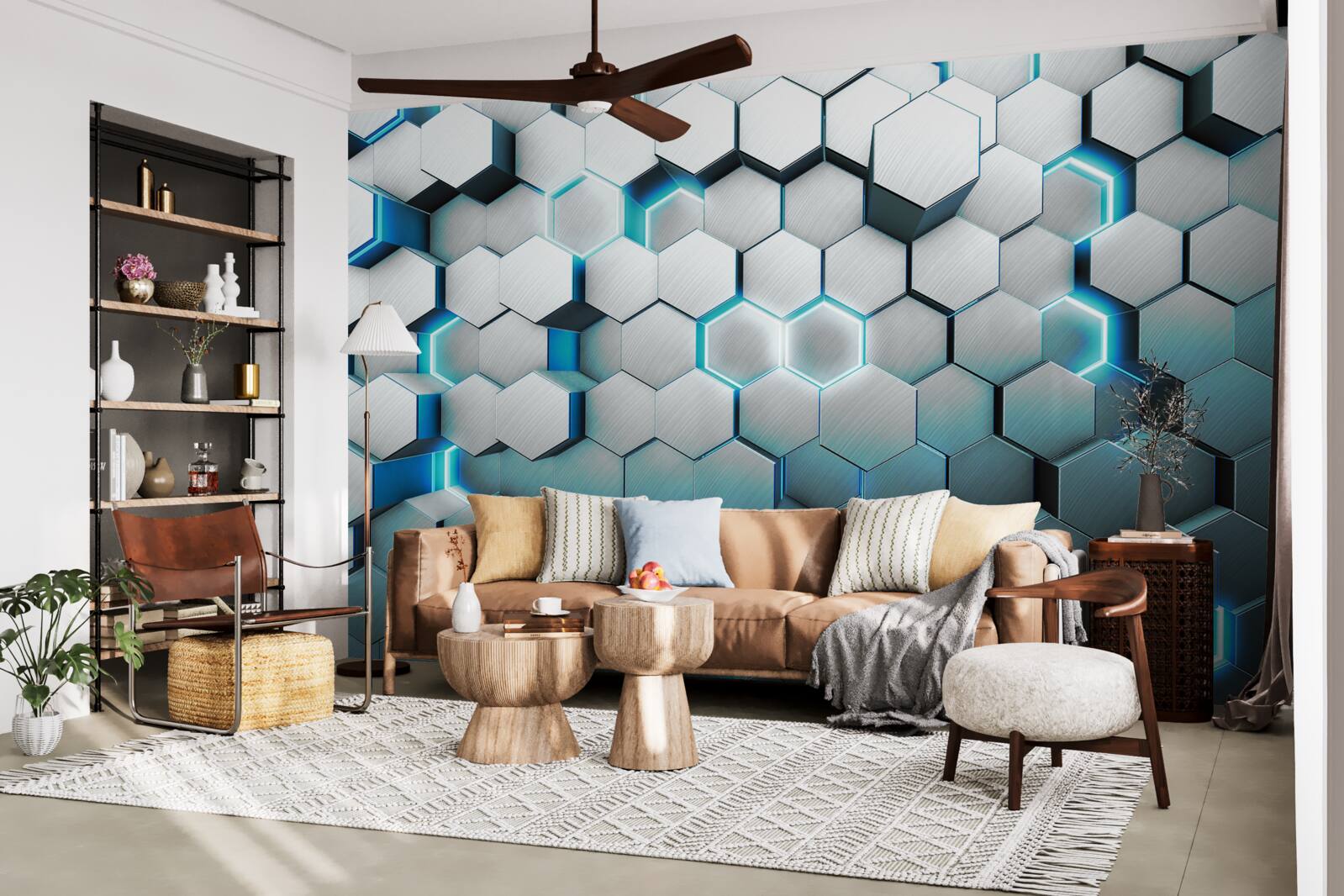 Fototapeta niebieskie pięciokątne kształty