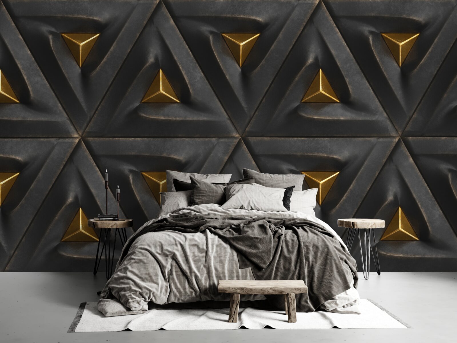 Fototapeta trójkąty ze złotymi środkami