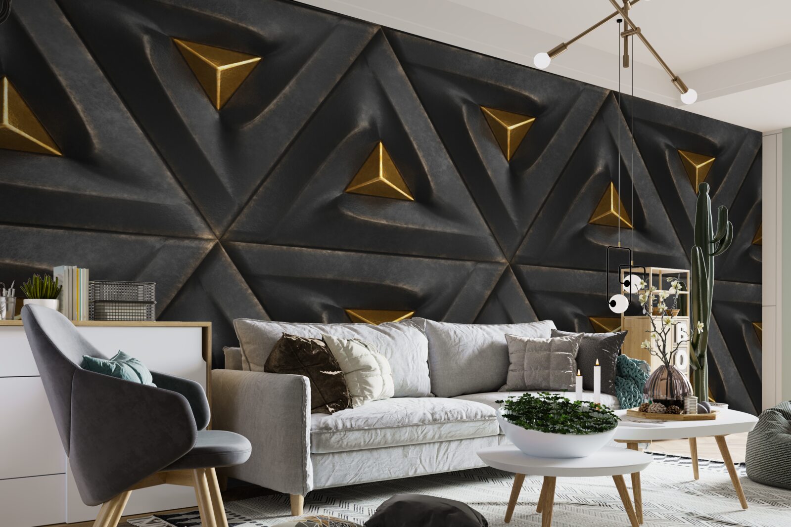 Fototapeta trójkąty ze złotymi środkami