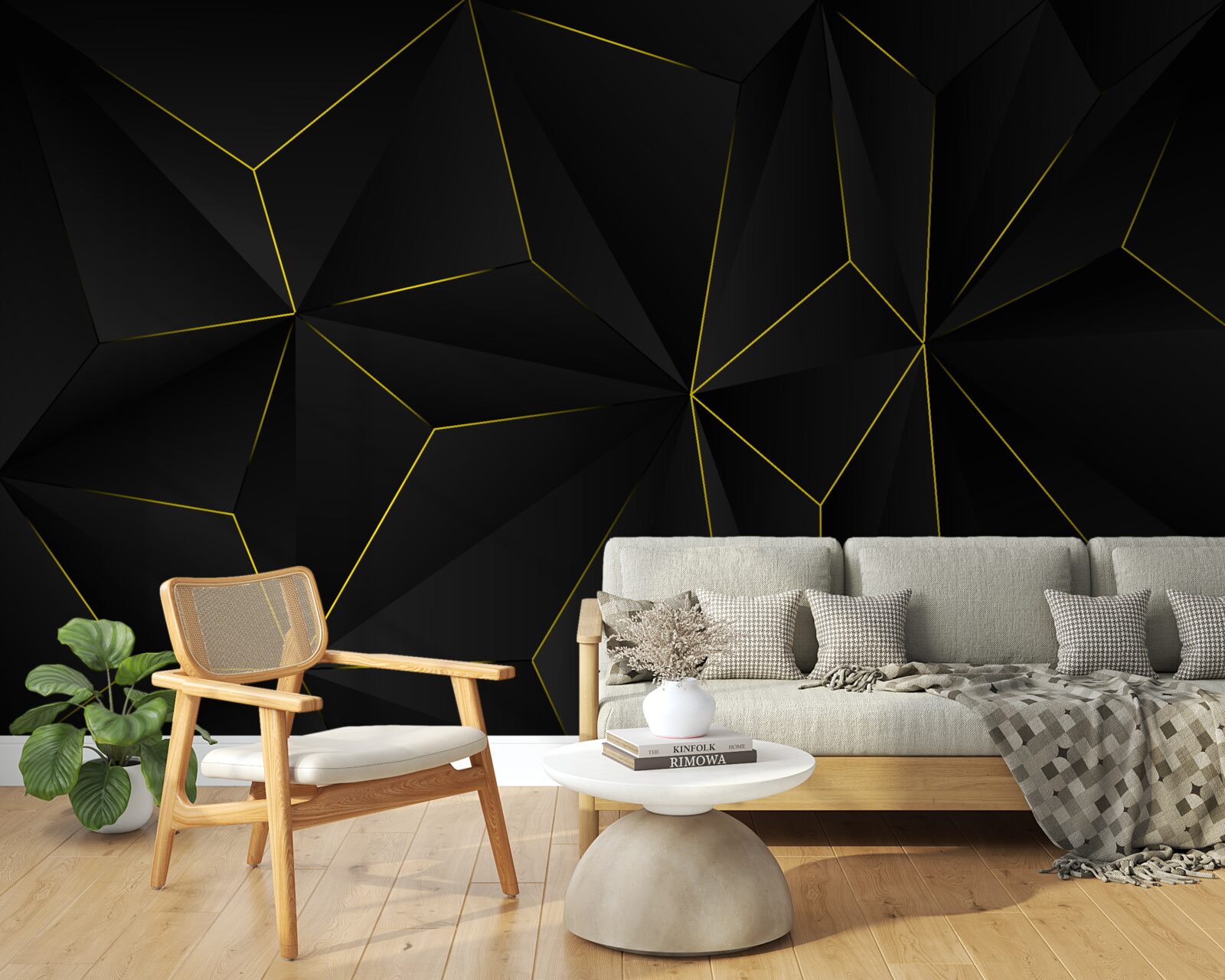 Fototapeta ciemne tło ze złotymi krawędziami kształtów
