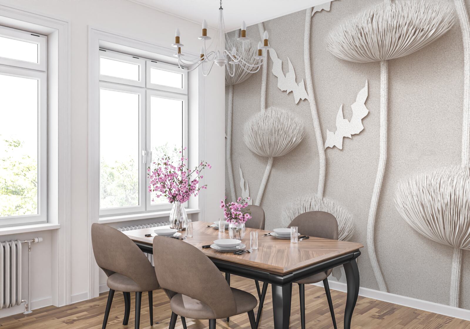 Fototapeta kwiaty smukłe, białe, o puszystej fakturze