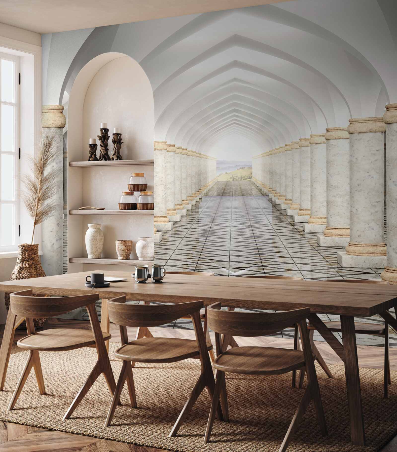 Fototapeta niekończący się tunel usiany kolumnami