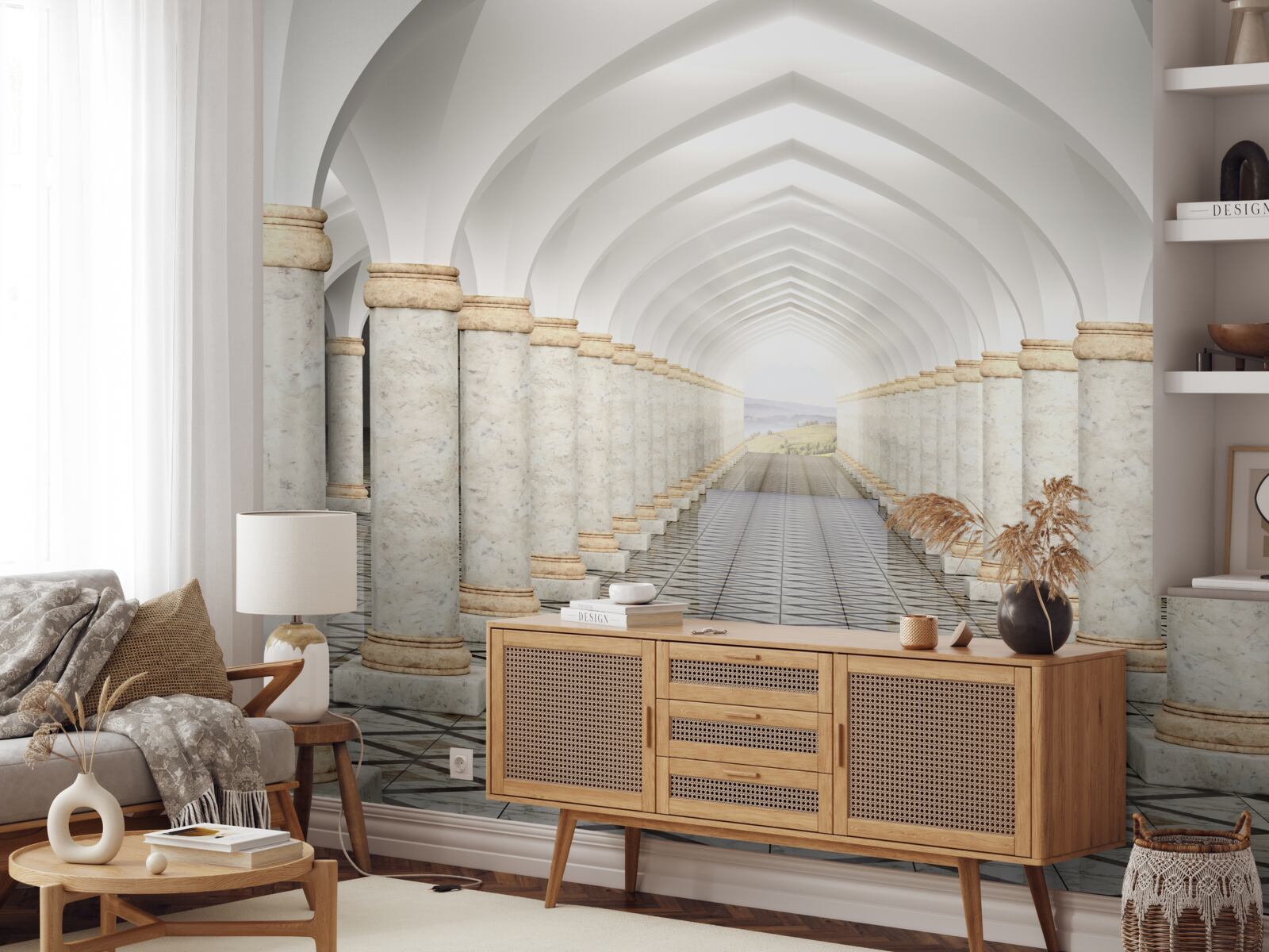 Fototapeta niekończący się tunel usiany kolumnami