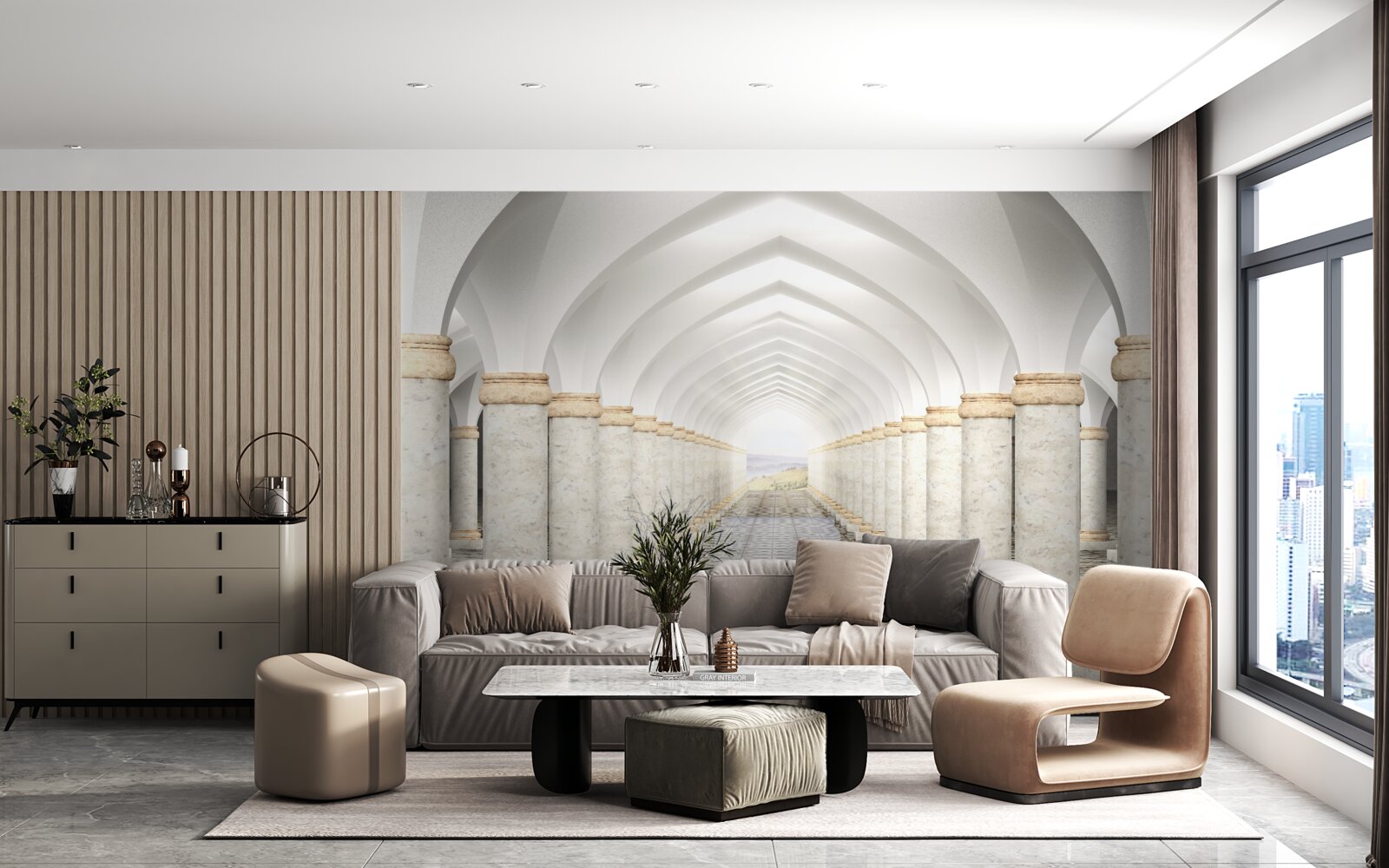 Fototapeta niekończący się tunel usiany kolumnami