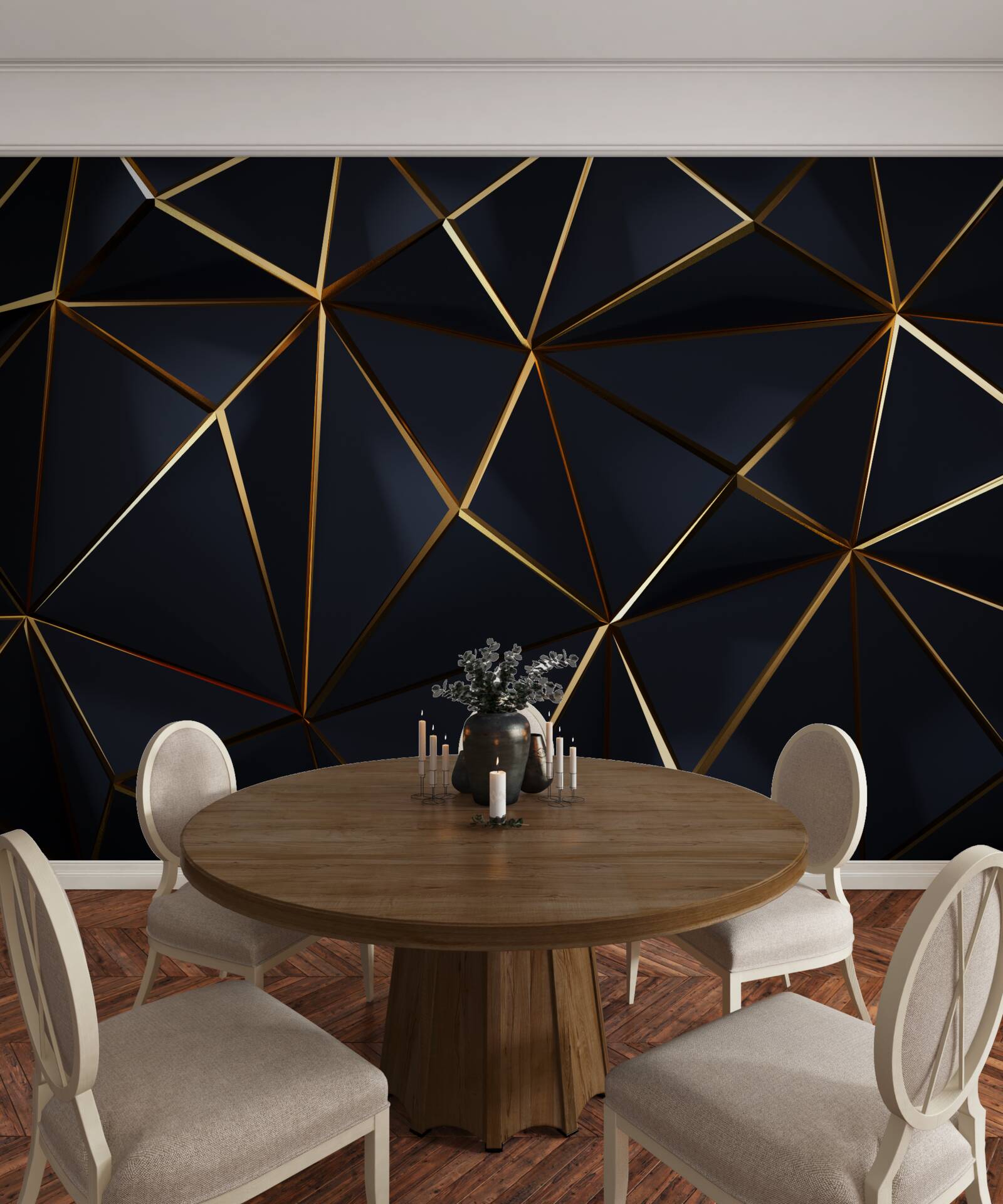 Fototapeta złote trójkąty z czarnymi akcentami