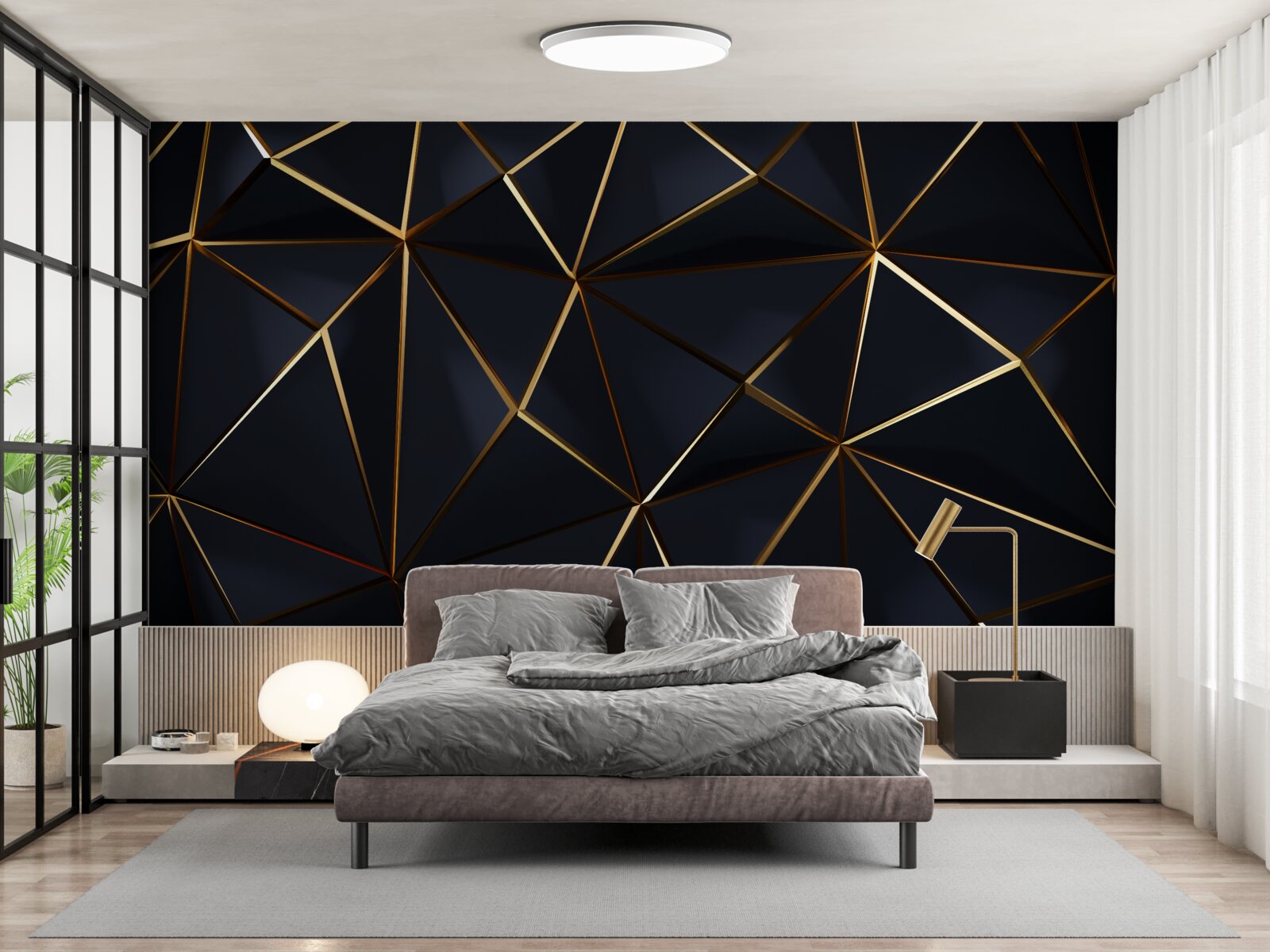 Fototapeta złote trójkąty z czarnymi akcentami