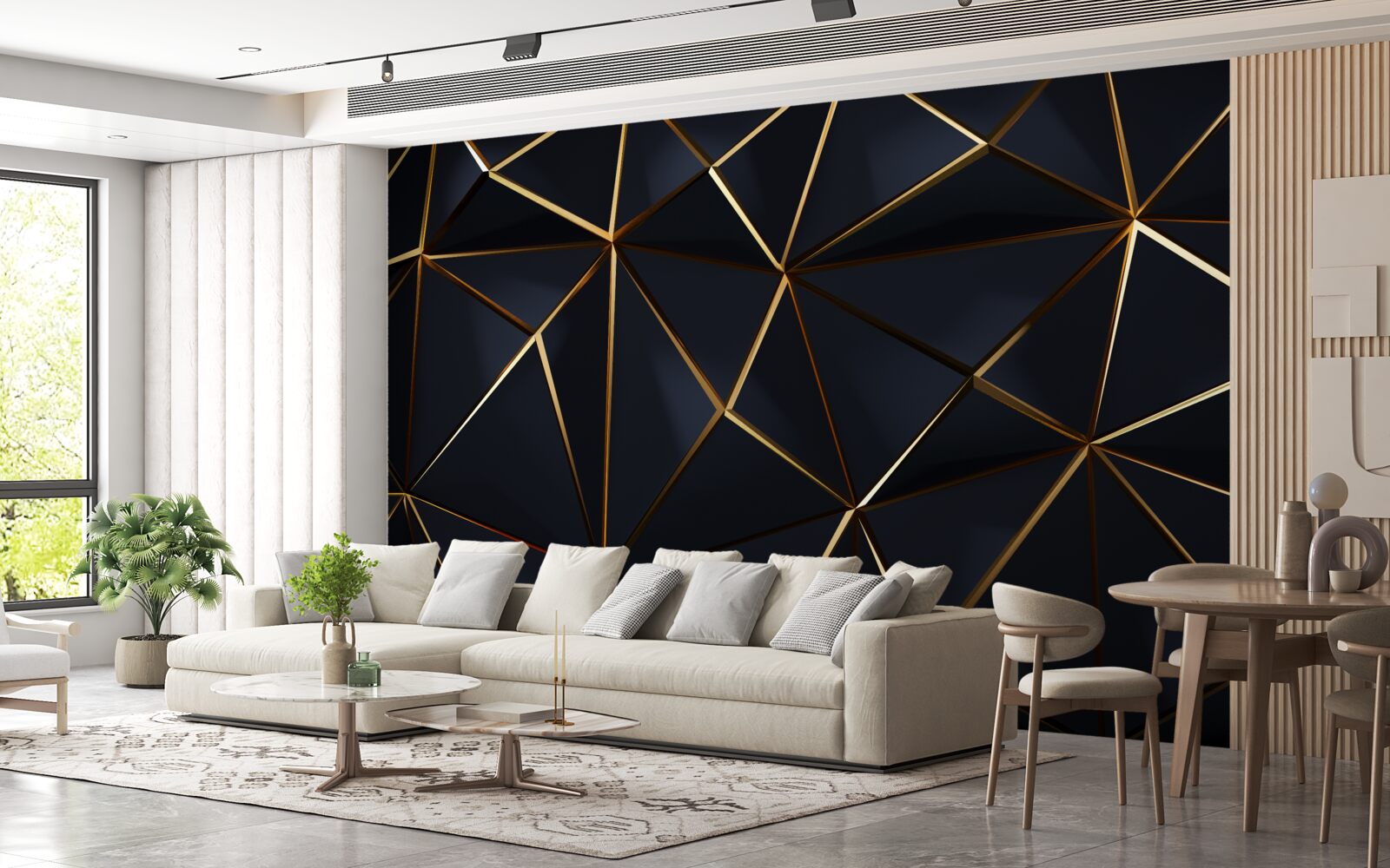 Fototapeta złote trójkąty z czarnymi akcentami