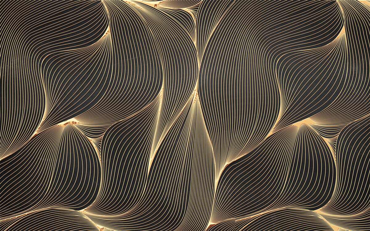 Fototapeta abstrakcja z gładkimi złotymi liniami
