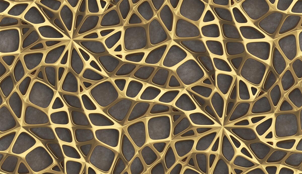 Fototapeta sieć ma złoty kolor na brązowym tle