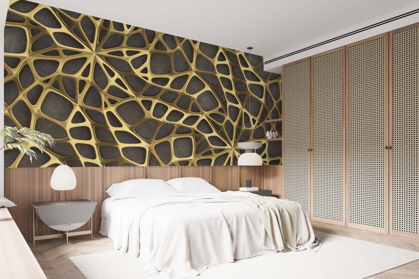 Fototapeta sieć ma złoty kolor na brązowym tle