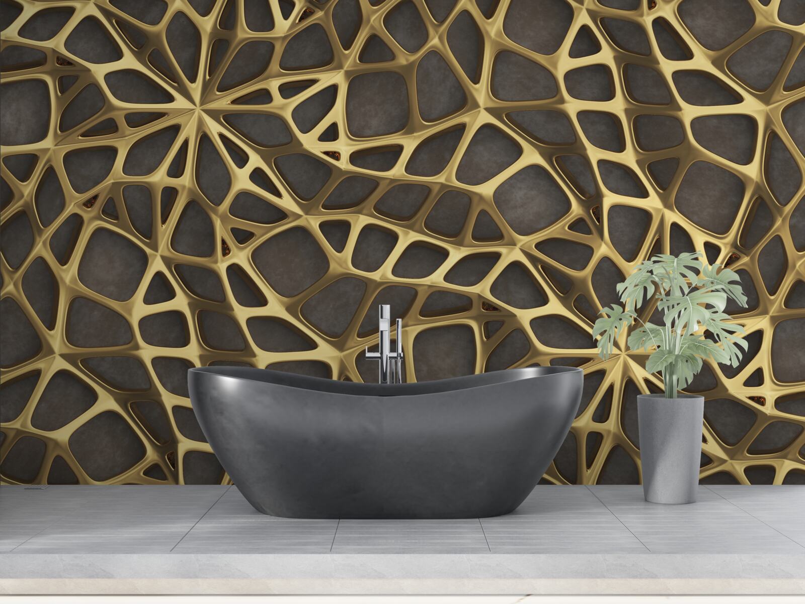 Fototapeta sieć ma złoty kolor na brązowym tle