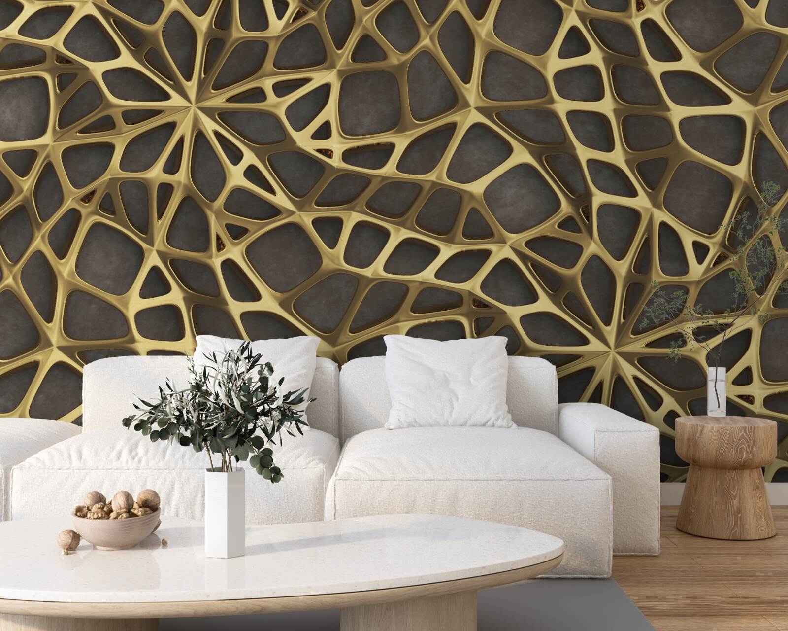 Fototapeta sieć ma złoty kolor na brązowym tle