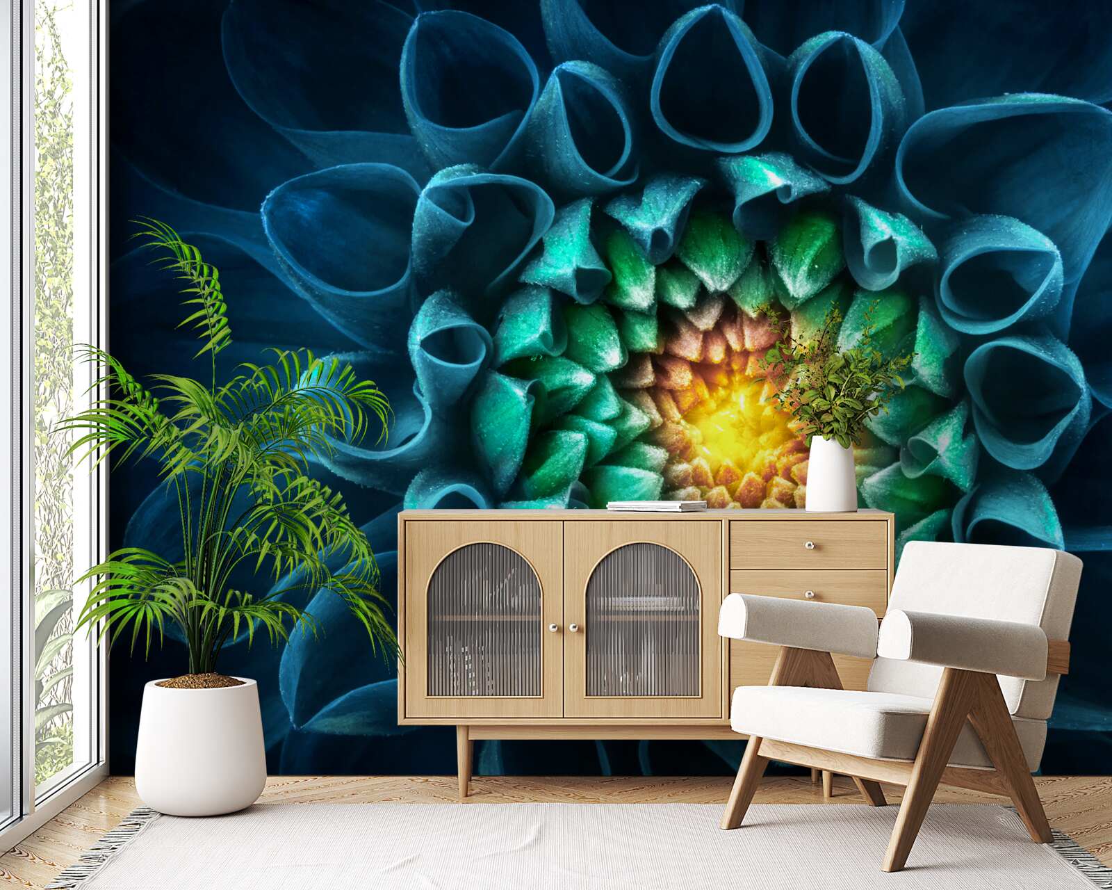 Fototapeta pączek niebieskiej piwonii w abstrakcyjnym stylu