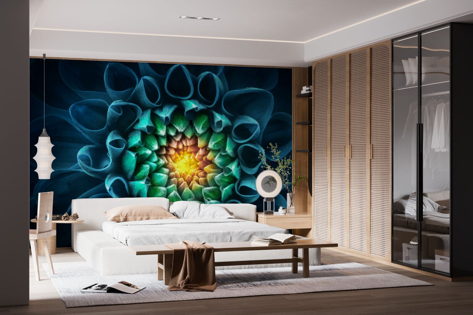 Fototapeta pączek niebieskiej piwonii w abstrakcyjnym stylu