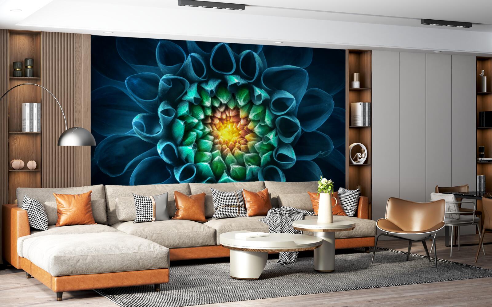 Fototapeta pączek niebieskiej piwonii w abstrakcyjnym stylu