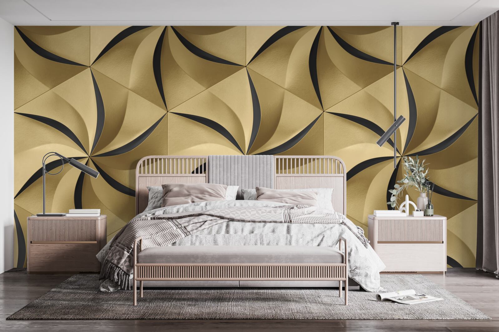 Fototapeta musztardowe gwiazdki w geometrycznym stylu