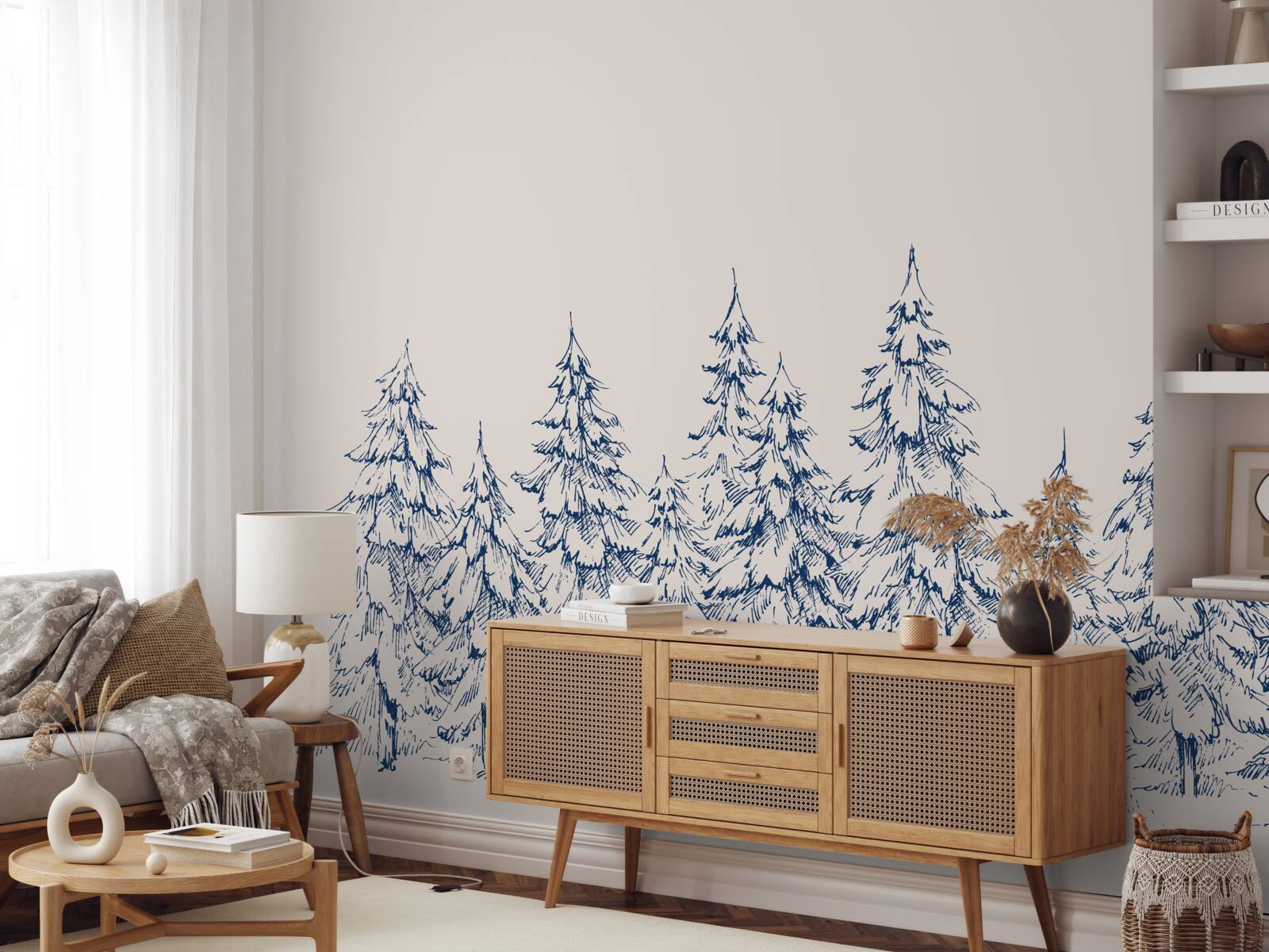 Fototapeta las drzew iglastych zimą