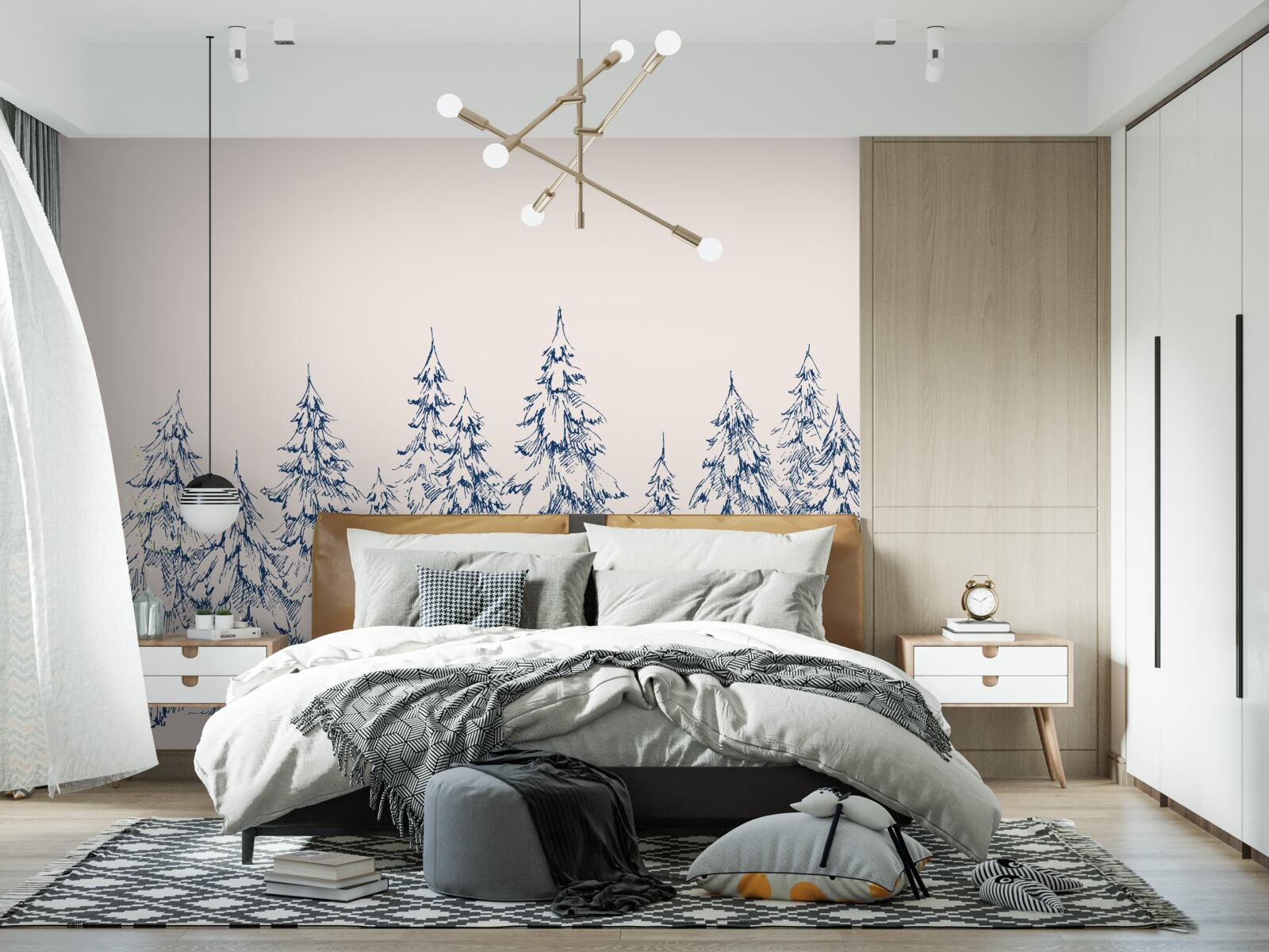 Fototapeta las drzew iglastych zimą