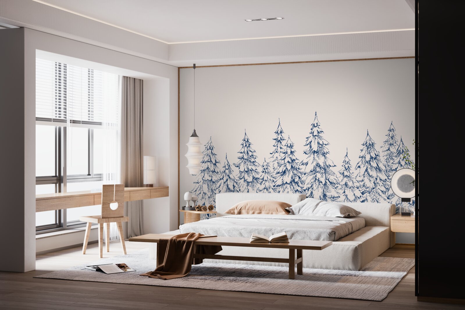 Fototapeta las drzew iglastych zimą