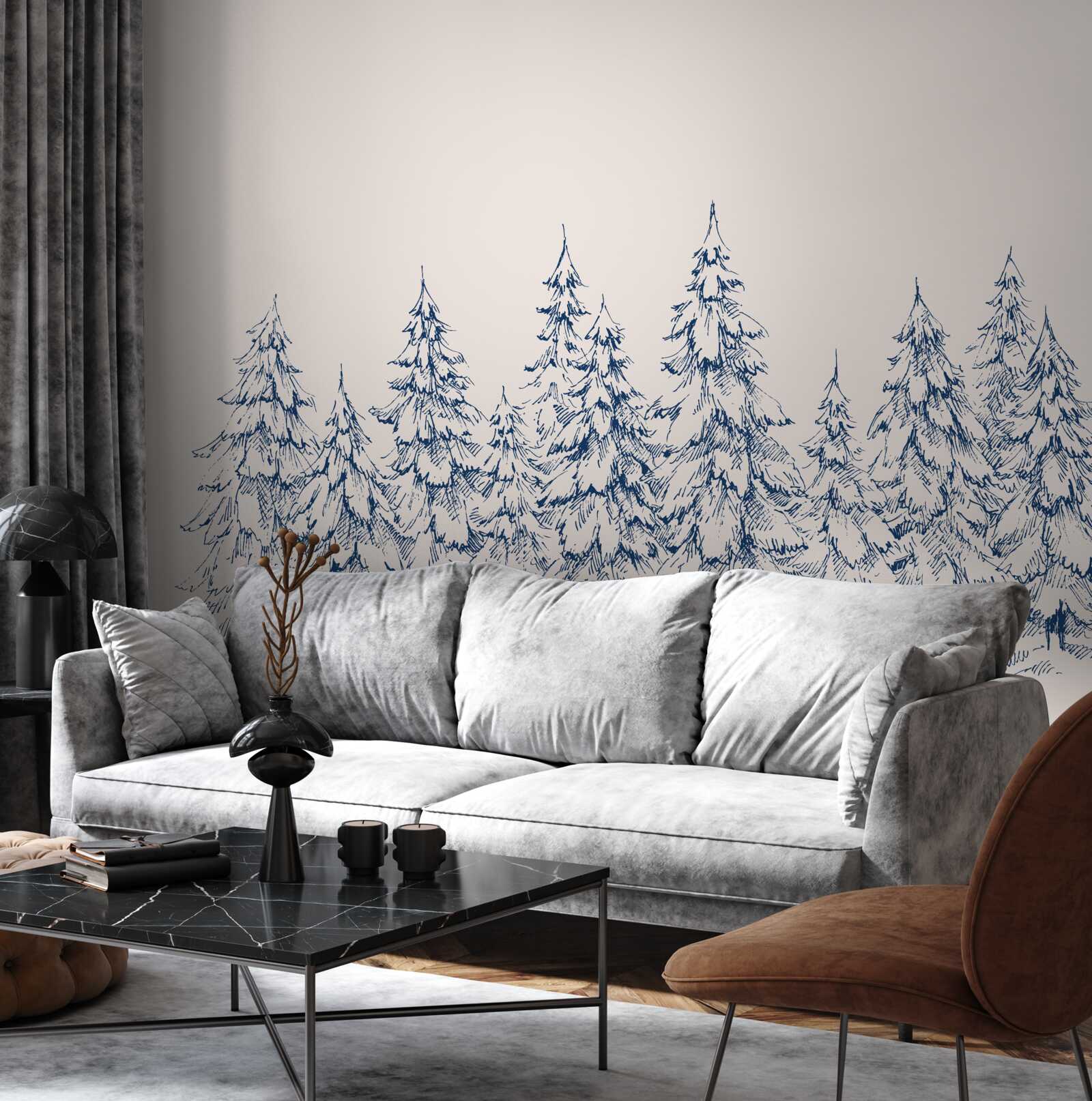 Fototapeta las drzew iglastych zimą