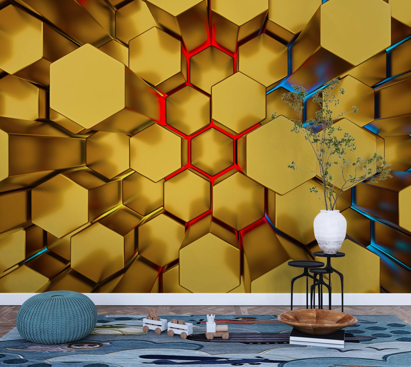 Fototapeta wolumetryczne złote figury