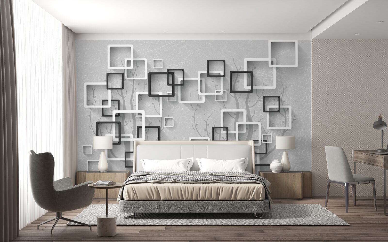 Fototapeta białe i czarne kwadraty reprezentują abstrakcję