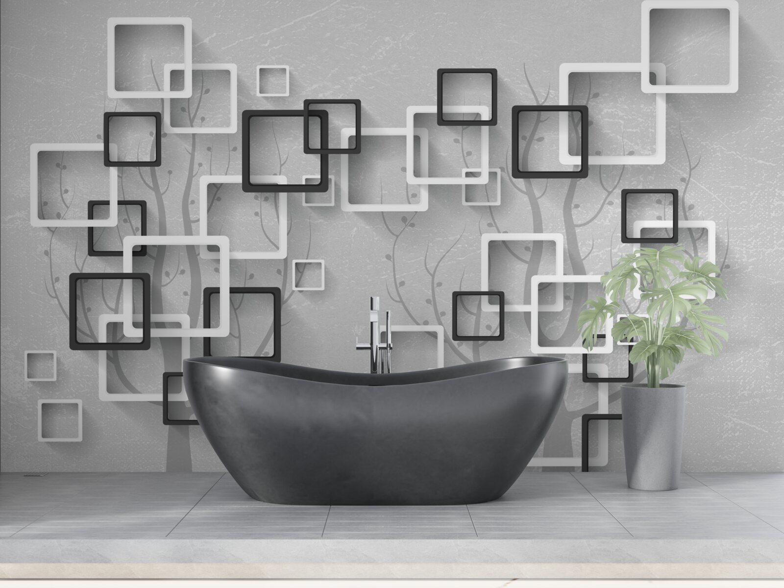 Fototapeta białe i czarne kwadraty reprezentują abstrakcję