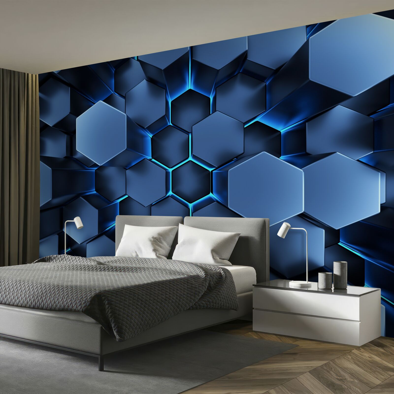 Fototapeta niebieskie pięciokąty są wolumetryczne