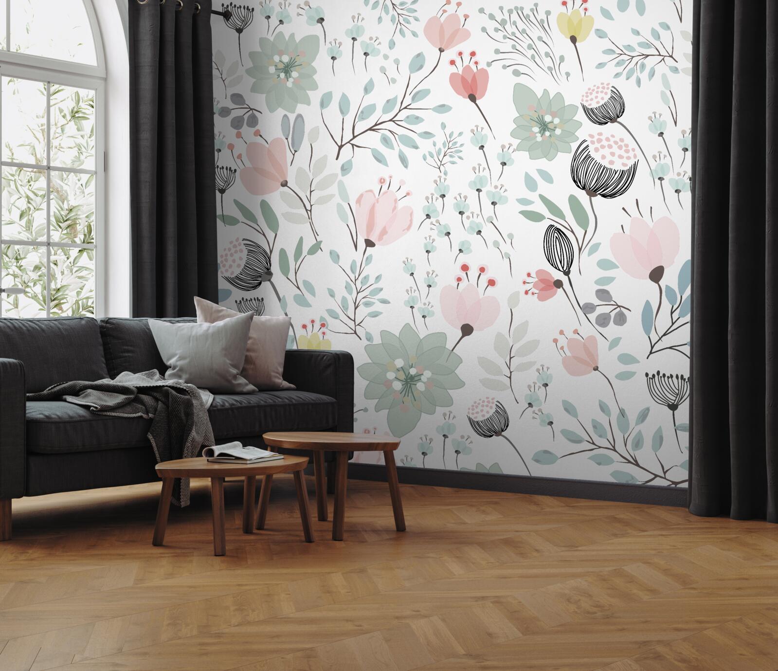 Fototapeta kwiaty w odcieniach różu i zieleni