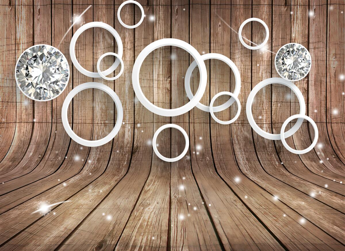 Fototapeta tekstura drewna i białe kółka